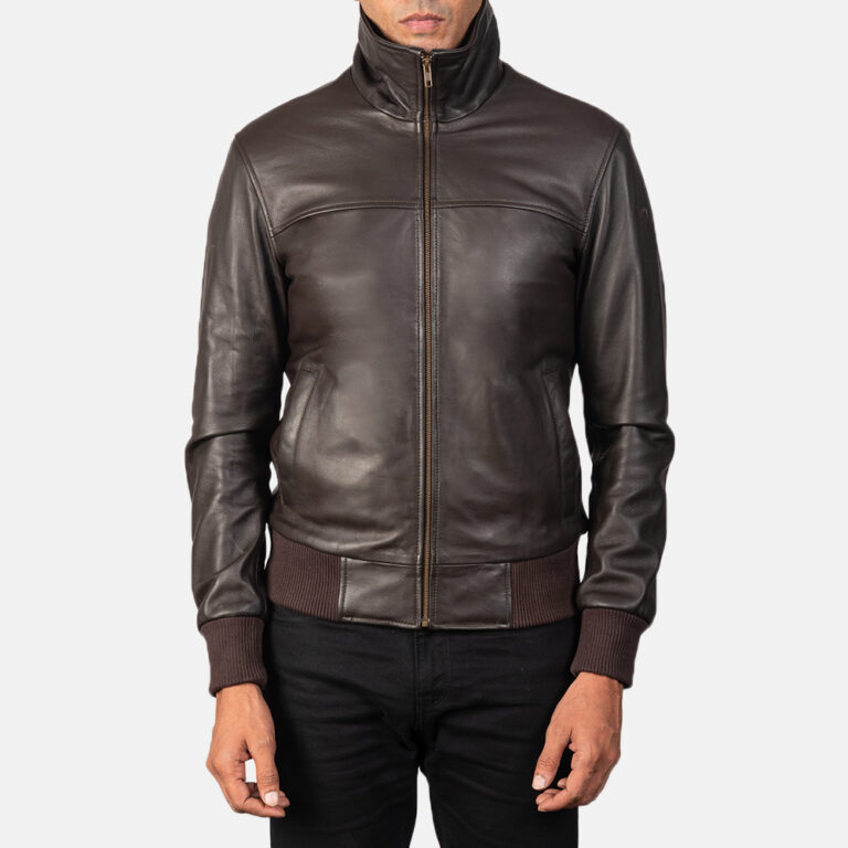Mens Air Rolf Brown Leather Bomber Jacket9-5-1568993398188